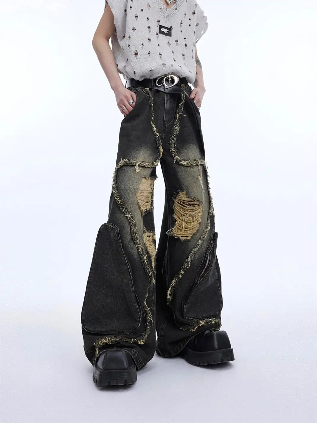 ArguE CulturE | Vintage Distressed Fringe Ripped Denim Pants