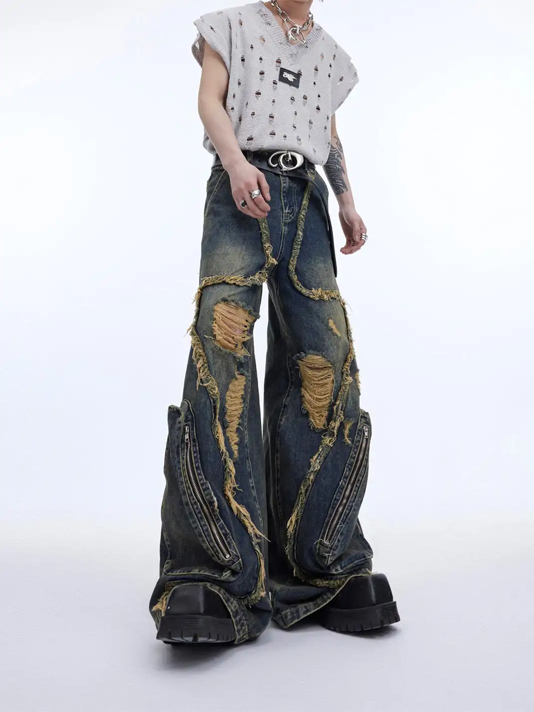 ArguE CulturE | Vintage Distressed Fringe Ripped Denim Pants