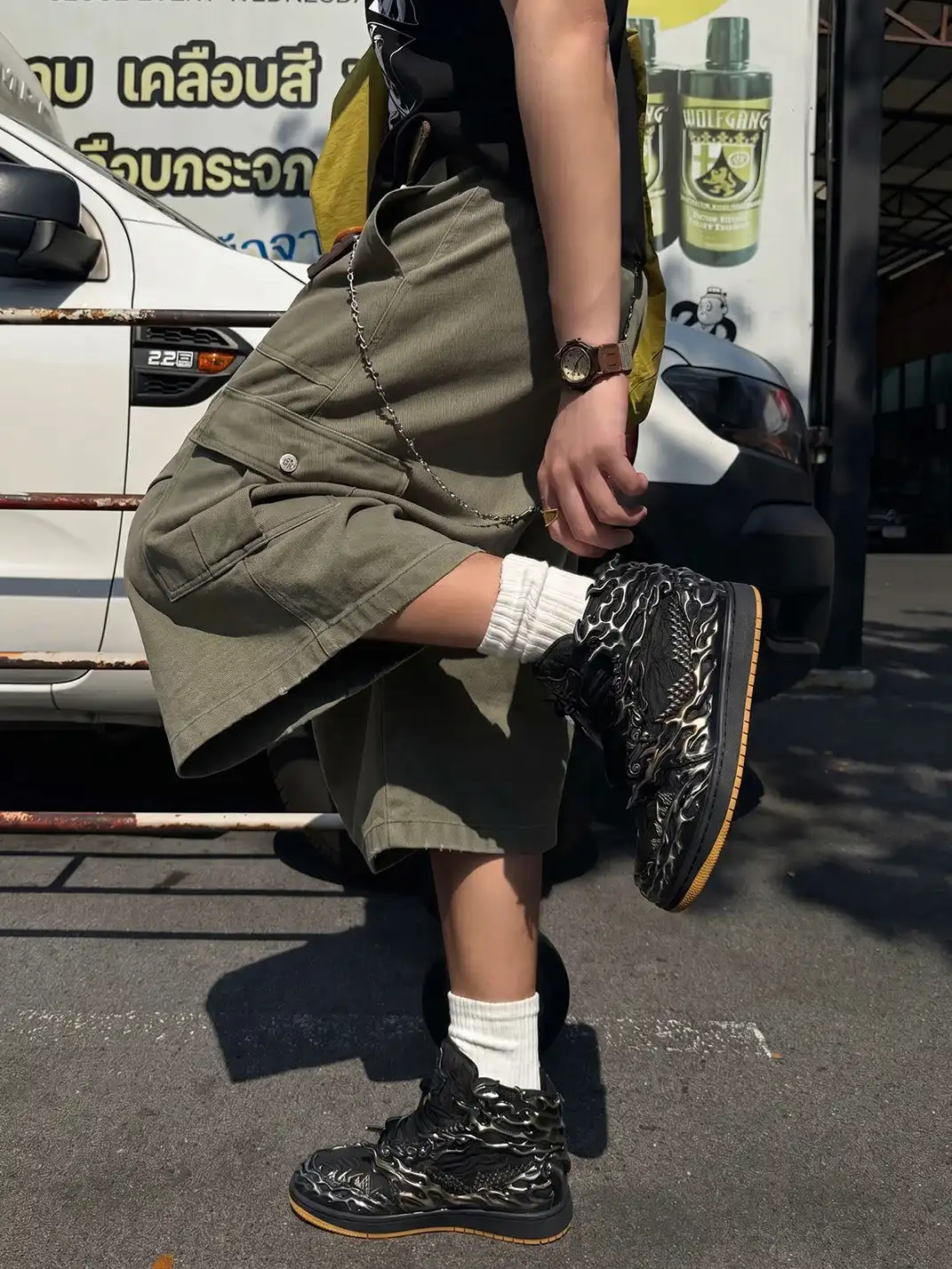 SGSX | Wukong Auspicious Clouds High-Top Sneakers - Black&Sliver