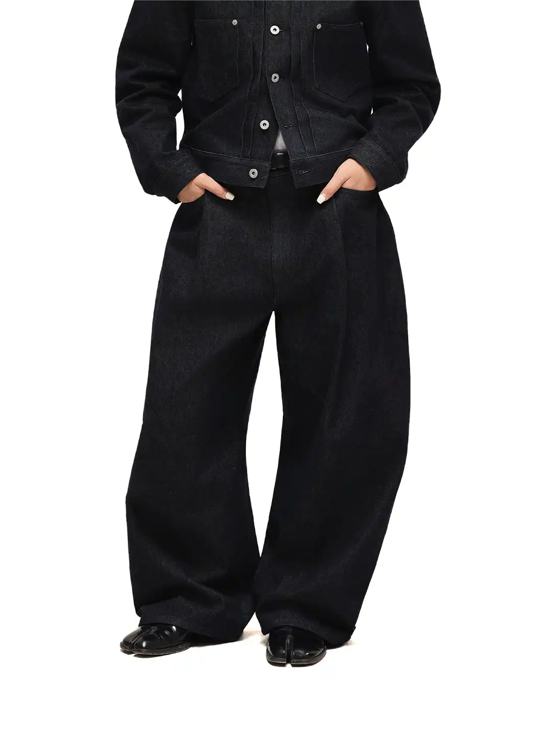 6CRAYON | 11.3oz Indigo Blue Non-Fade Wide-Leg Baggy Denim Pants