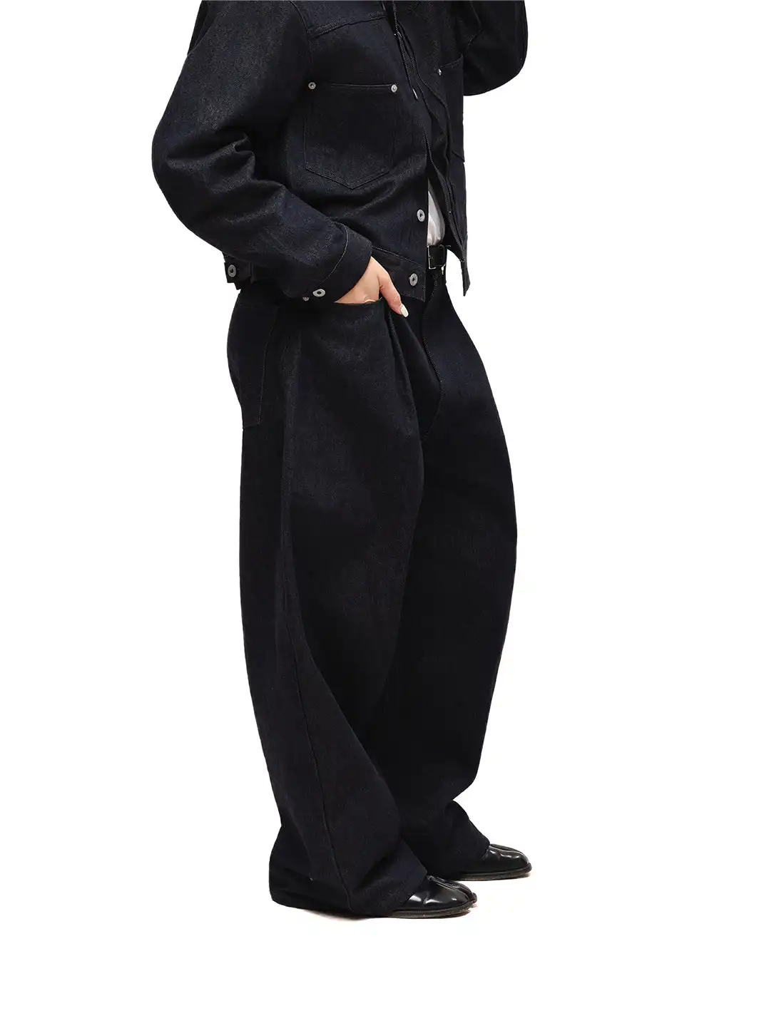 6CRAYON | 11.3oz Indigo Blue Non-Fade Wide-Leg Baggy Denim Pants