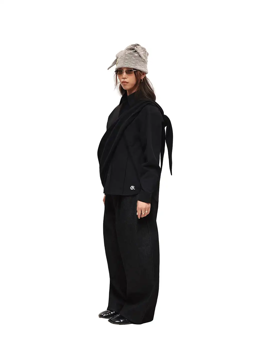 6CRAYON | 11.3oz Black Non-Fade Wide-Leg Baggy Denim Pants