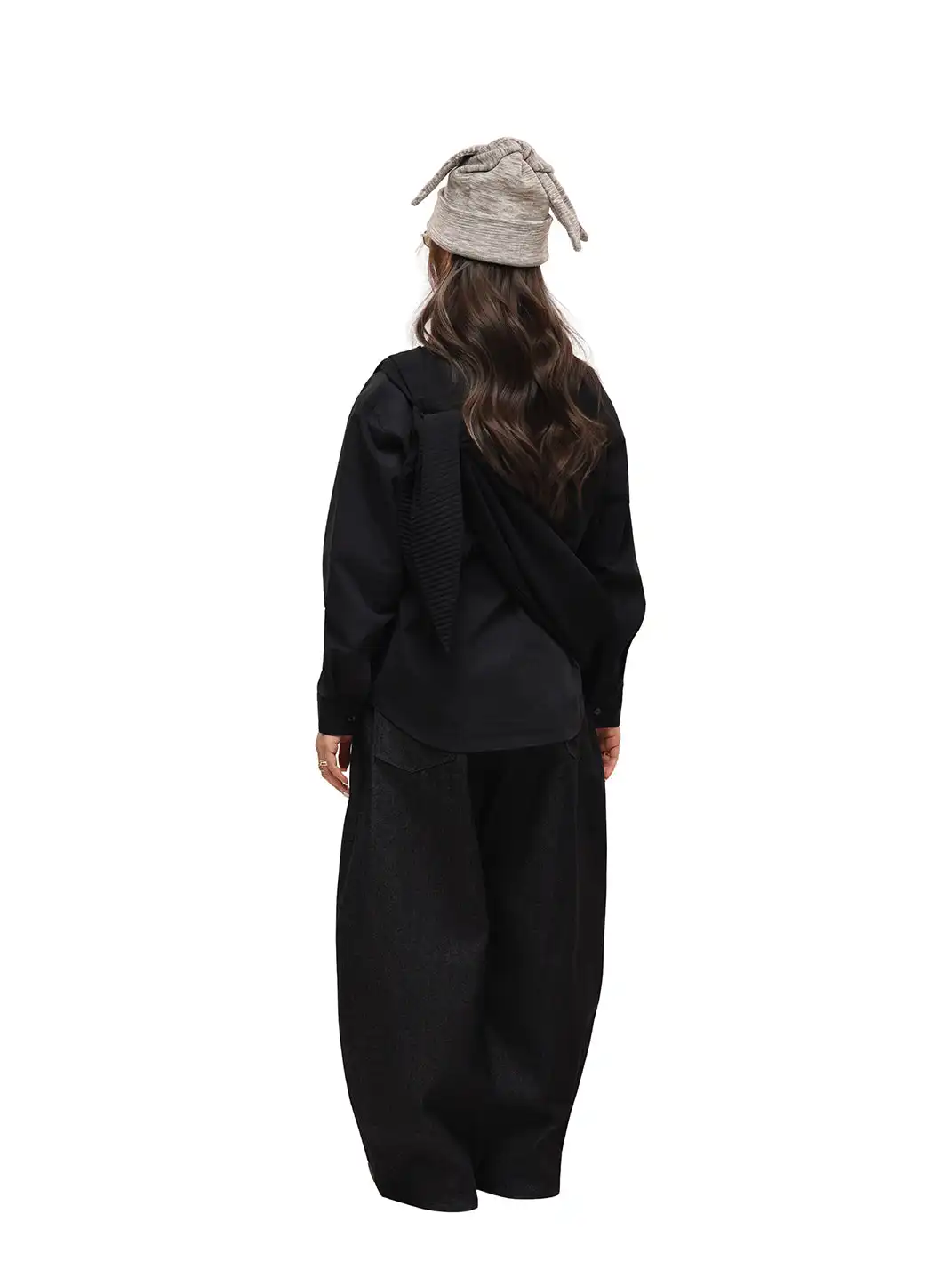 6CRAYON | 11.3oz Black Non-Fade Wide-Leg Baggy Denim Pants