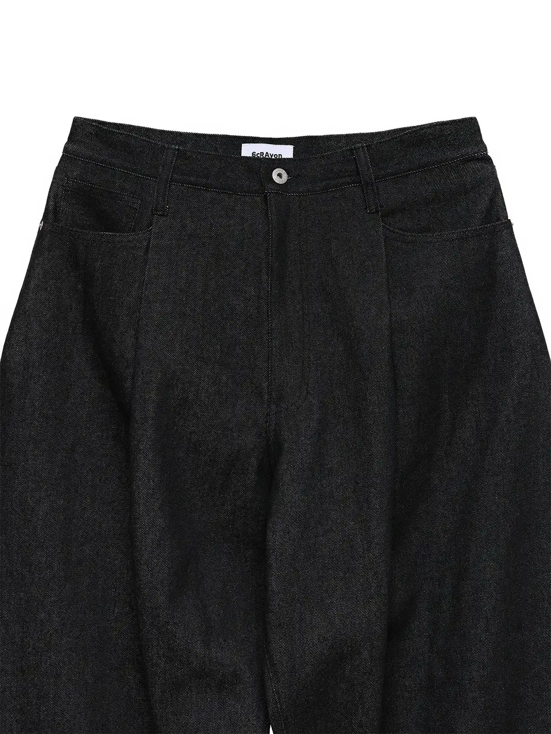 6CRAYON | 11.3oz Black Non-Fade Wide-Leg Baggy Denim Pants
