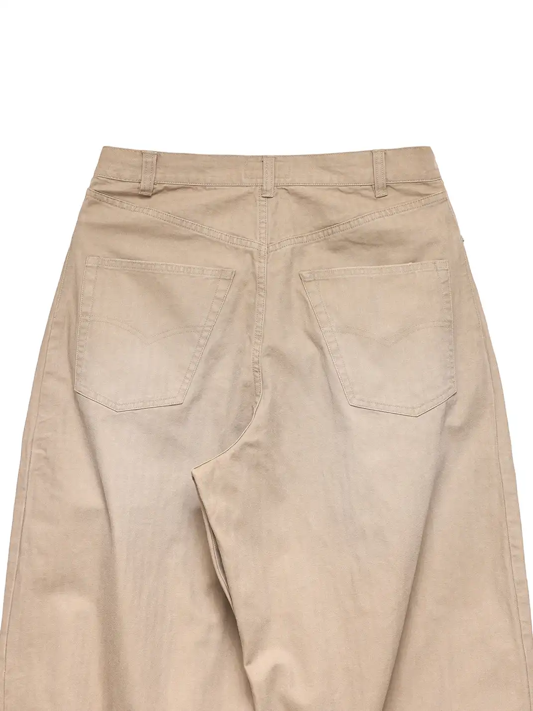 6CRAYON | Khaki Classic Herringbone Washed Wide-Leg Trousers