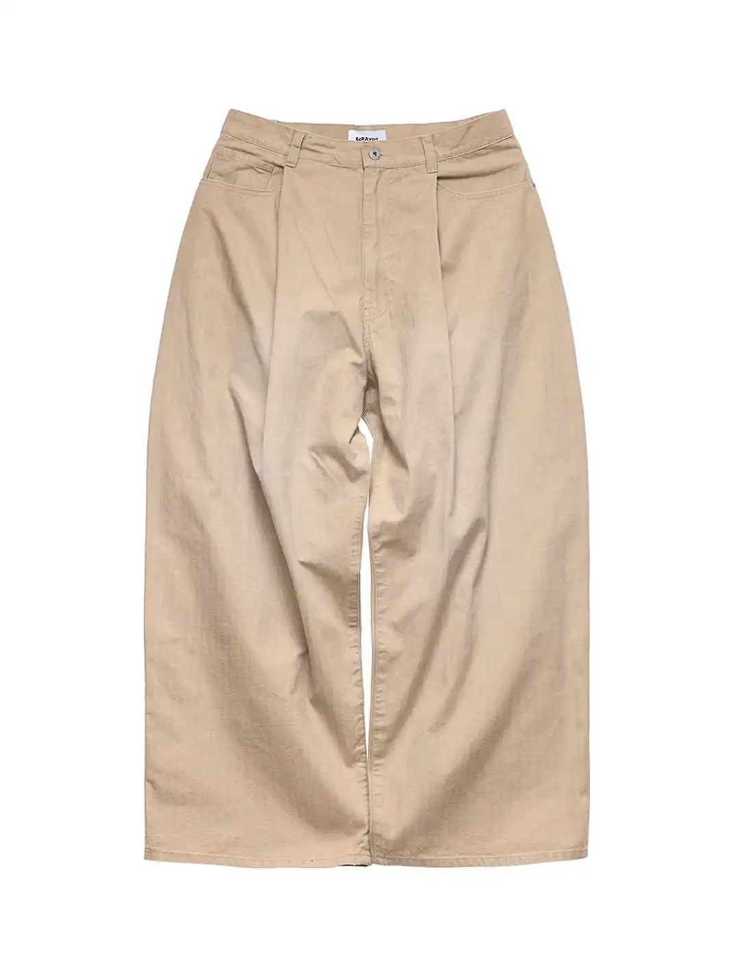 6CRAYON | Khaki Classic Herringbone Washed Wide-Leg Trousers