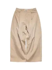 6CRAYON | Khaki Classic Herringbone Washed Wide-Leg Trousers