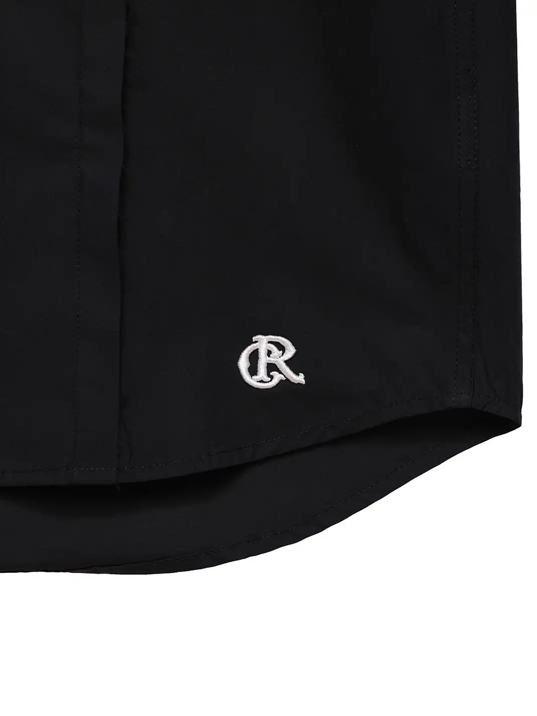 6CRAYON | Patchwork Basic Black Cotton Poplin Embroidered Shirt