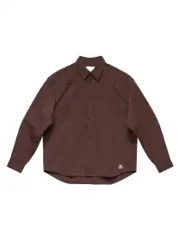 6CRAYON | Patchwork Basic Brown Cotton Poplin Embroidered Shirt