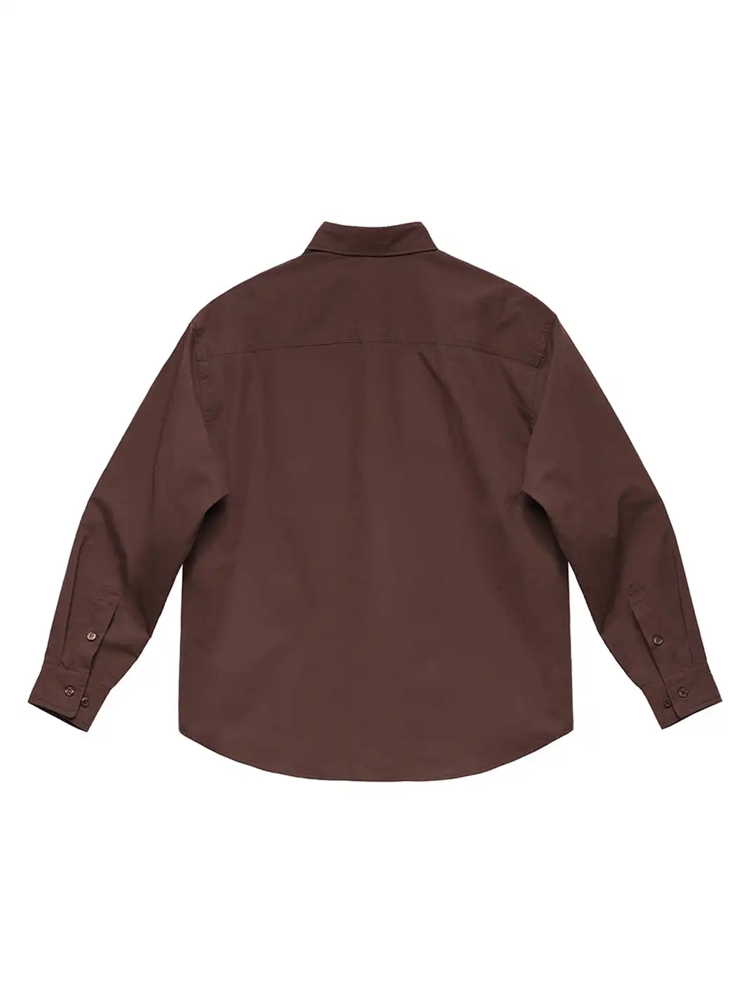 6CRAYON | Patchwork Basic Brown Cotton Poplin Embroidered Shirt
