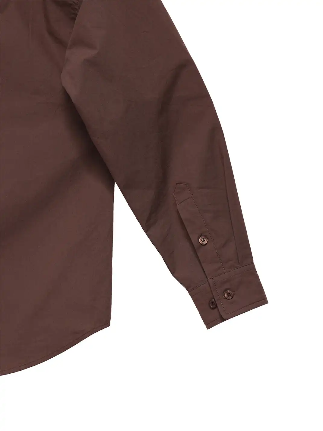 6CRAYON | Patchwork Basic Brown Cotton Poplin Embroidered Shirt