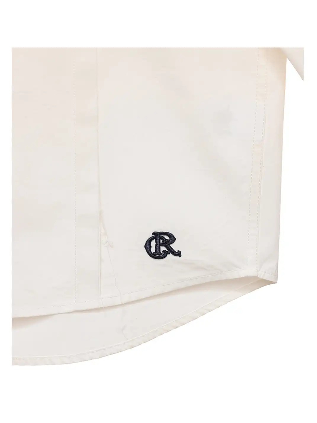 6CRAYON | Patchwork Basic Beige Cotton Poplin Embroidered Shirt