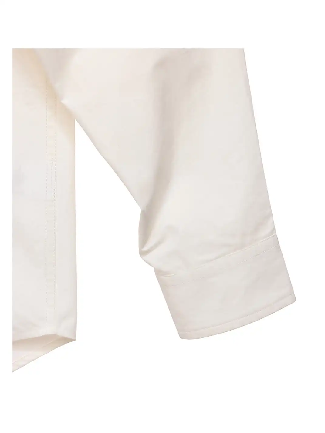 6CRAYON | Patchwork Basic Beige Cotton Poplin Embroidered Shirt