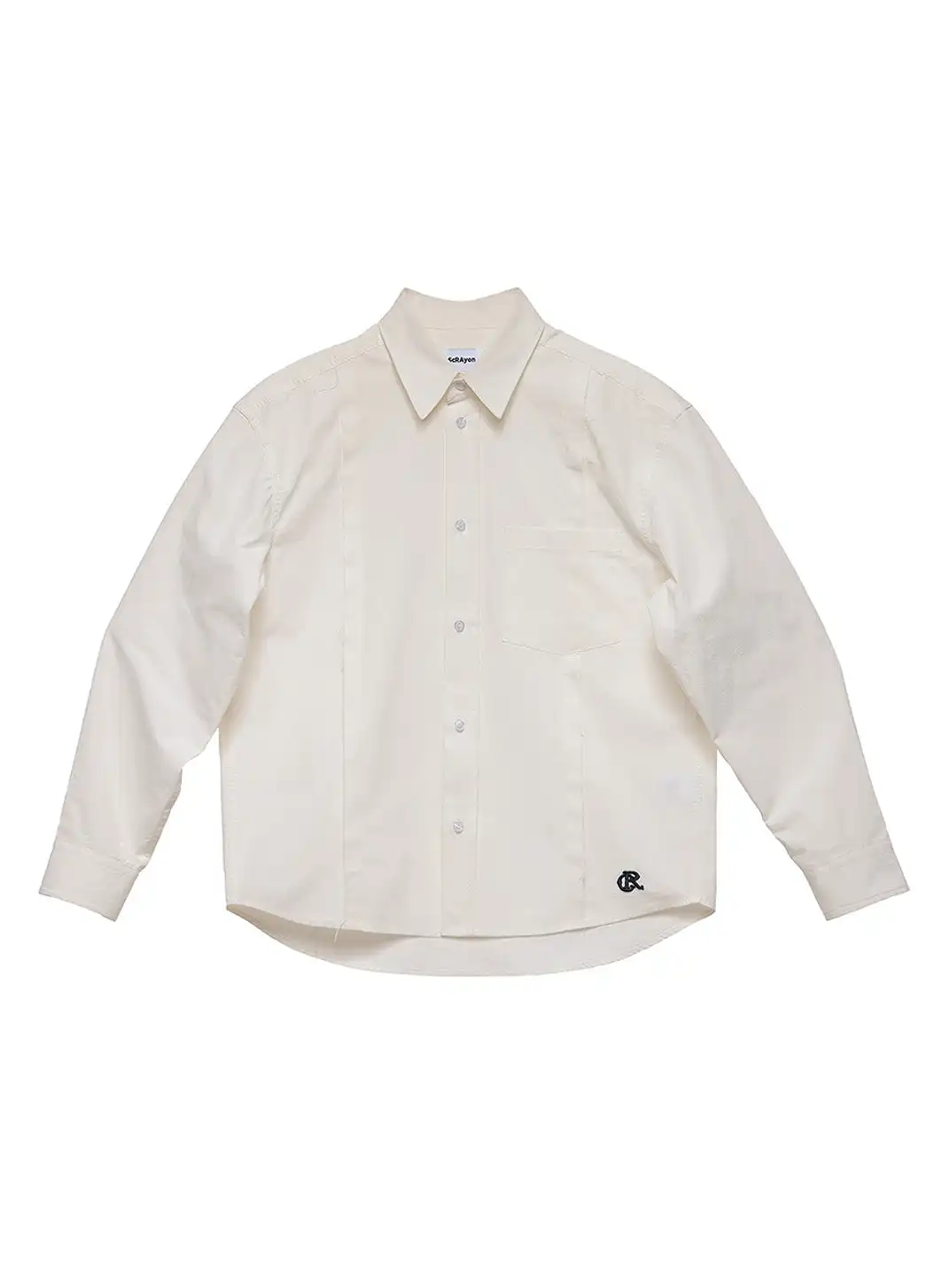 6CRAYON | Patchwork Basic Beige Cotton Poplin Embroidered Shirt