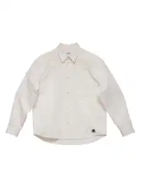6CRAYON | Patchwork Basic Beige Cotton Poplin Embroidered Shirt