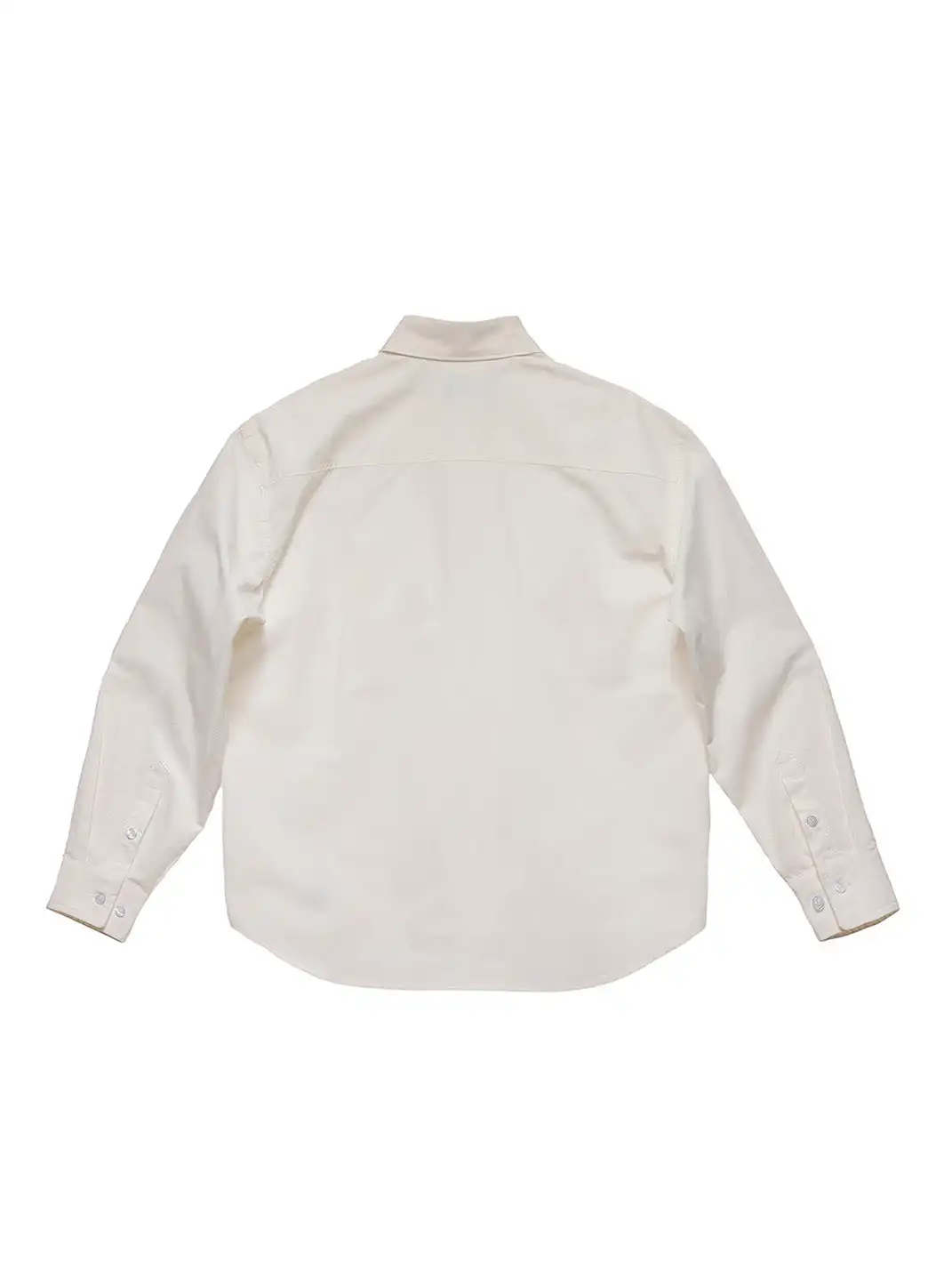 6CRAYON | Patchwork Basic Beige Cotton Poplin Embroidered Shirt