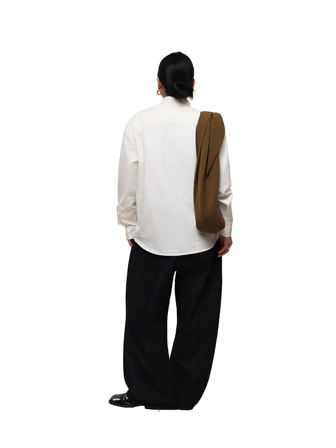 6CRAYON | Patchwork Basic Beige Cotton Poplin Embroidered Shirt