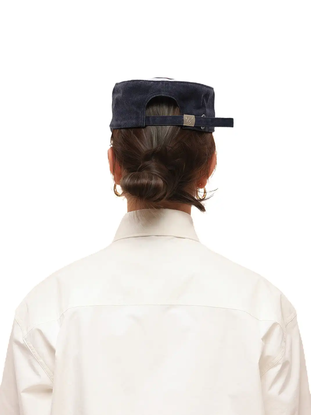 6CRAYON | Flat Top Embroidered Washed Navy Patchwork Baseball Cap