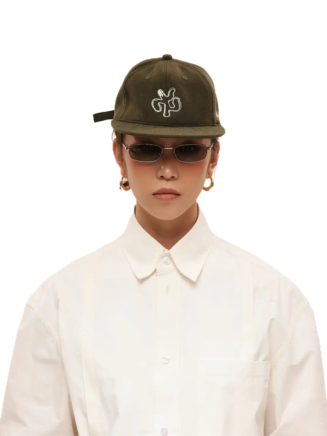 6CRAYON | Classic Embroidered Wool Blend Six-Panel Baseball Cap - Army Green