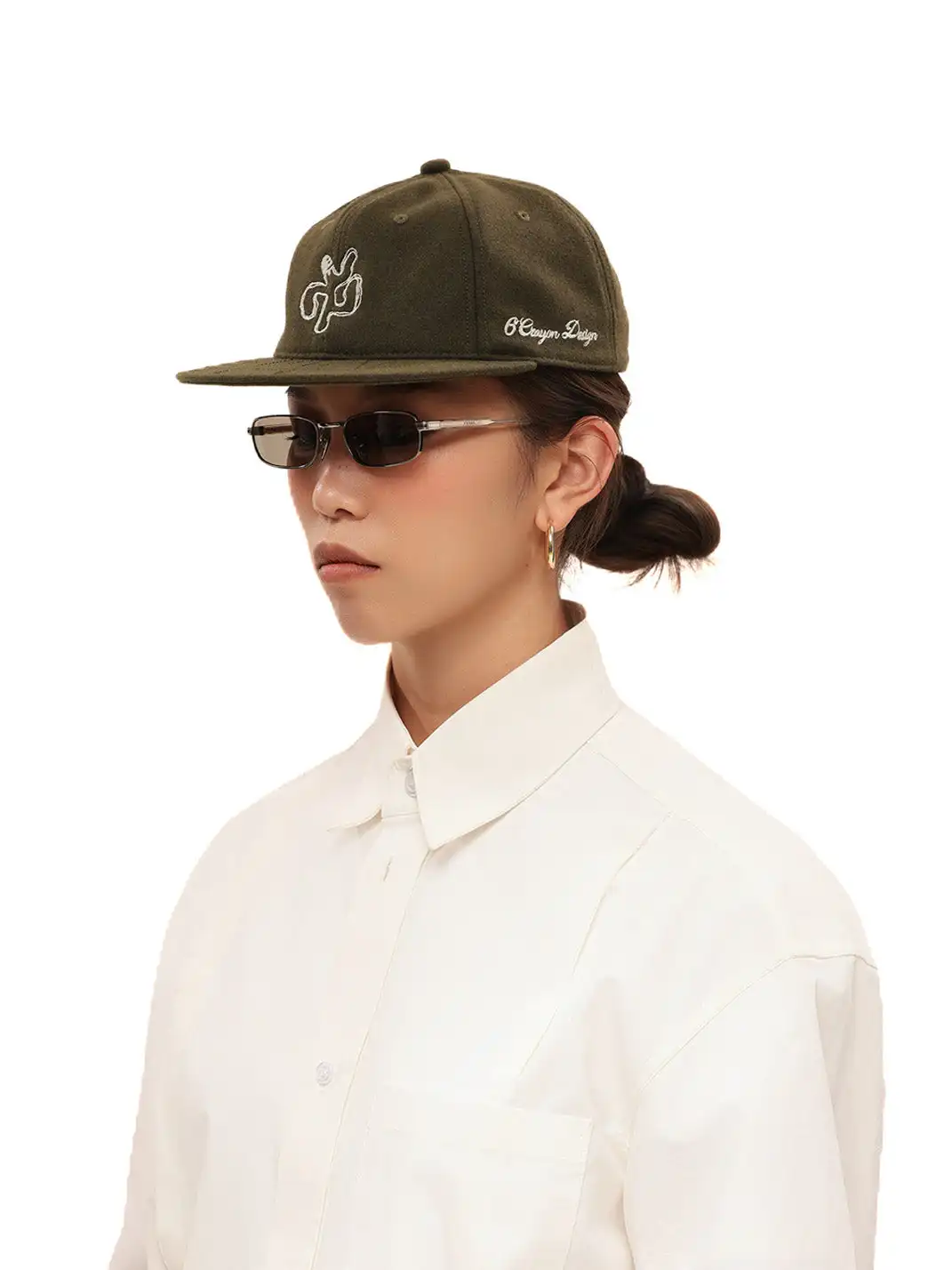 6CRAYON | Classic Embroidered Wool Blend Six-Panel Baseball Cap - Army Green