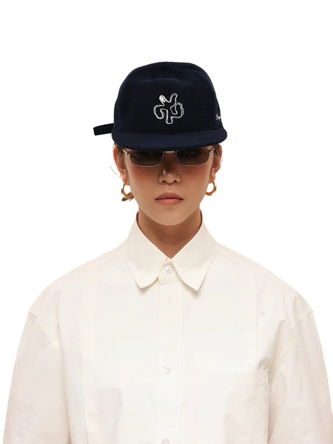 6CRAYON | Classic Embroidered Wool Blend Six-Panel Baseball Cap - Navy Blue