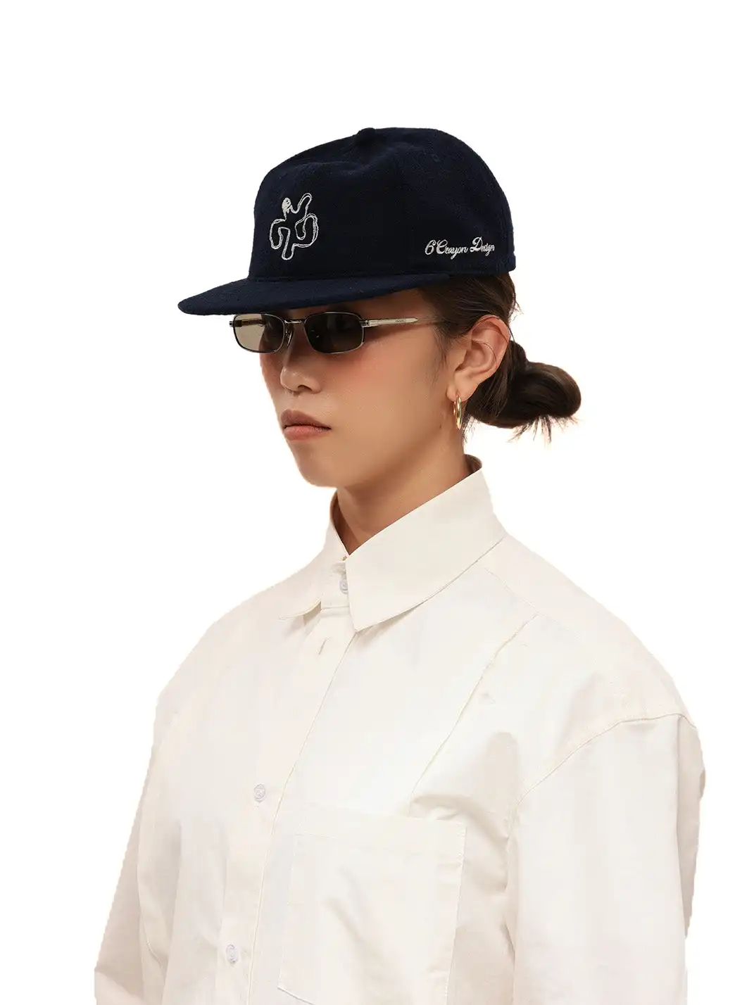 6CRAYON | Classic Embroidered Wool Blend Six-Panel Baseball Cap - Navy Blue