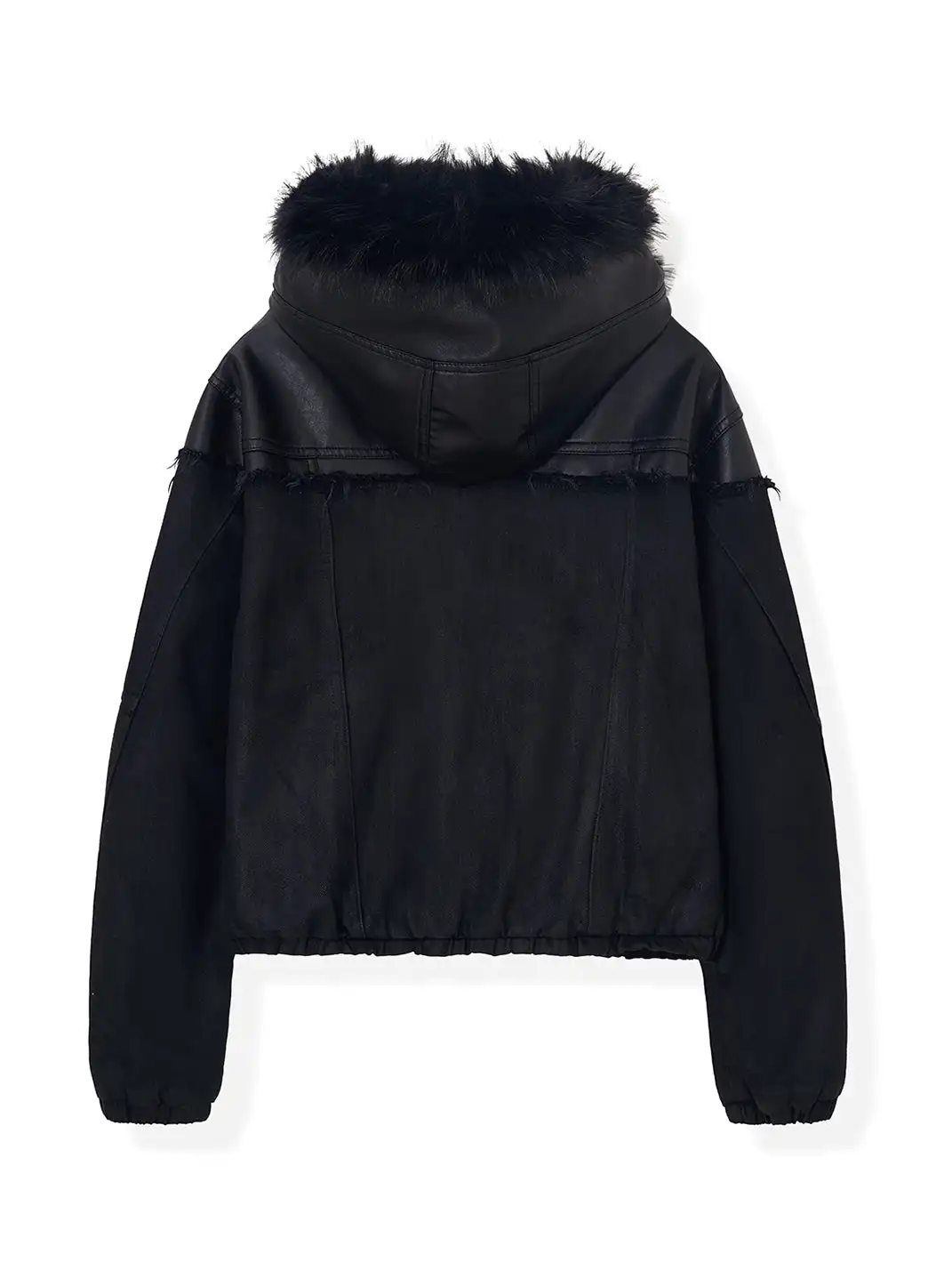 BE A DEVIL | “SØÐ” Detachable Fur Hooded Denim Hybrid-Leather Jacket