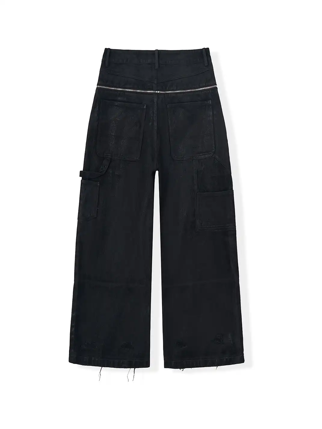 BE A DEVIL | Hand-Waxed Brush Silver Damaged Wide-Leg Pants