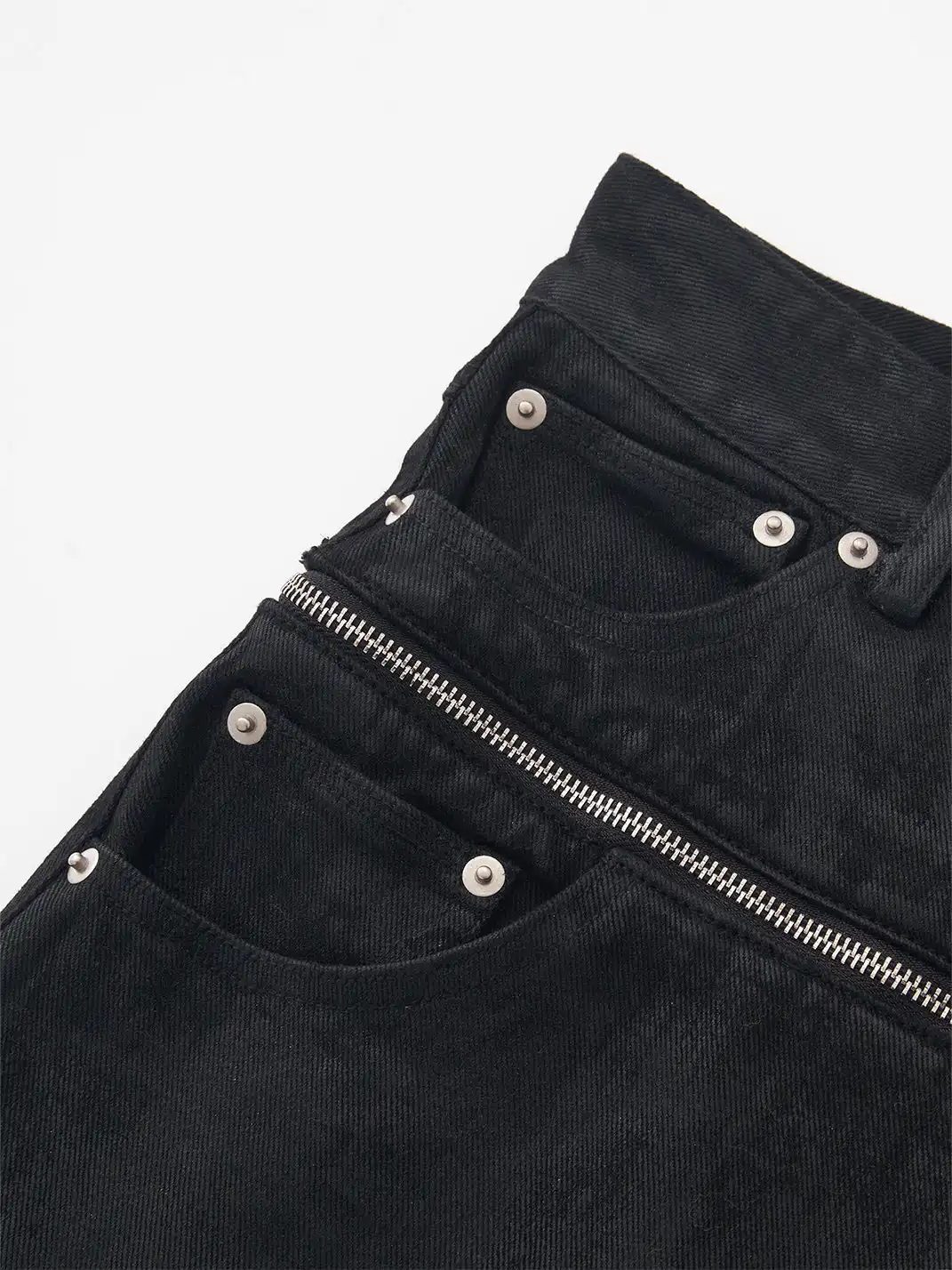 BE A DEVIL | Hand-Waxed Brush Silver Damaged Wide-Leg Pants