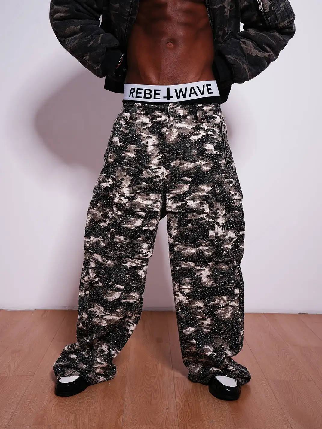 BE A DEVIL | 3D Printed Camo 18K Diamonds Cargo Pants