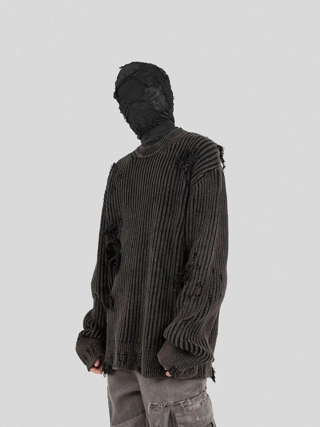 UNDERWATER | Wasteland Ripped Sweater Charcoal