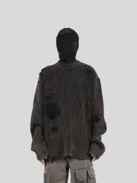 UNDERWATER | Wasteland Ripped Sweater Charcoal
