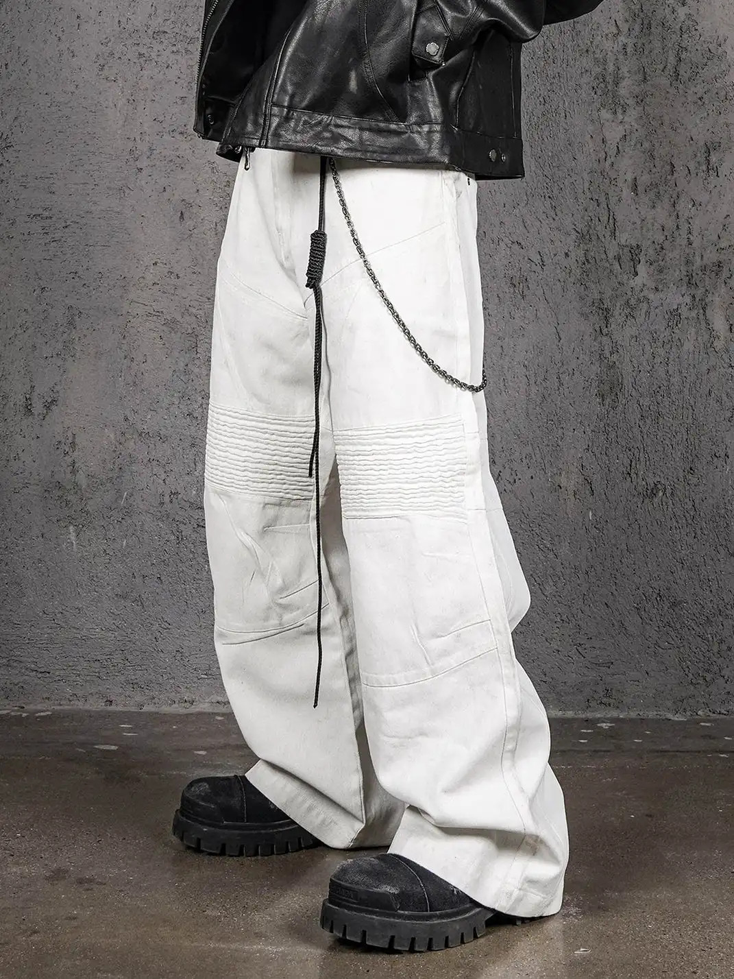 UNDERWATER | Infernal Gaze Crinkled Waxed Wide-Leg Pants White