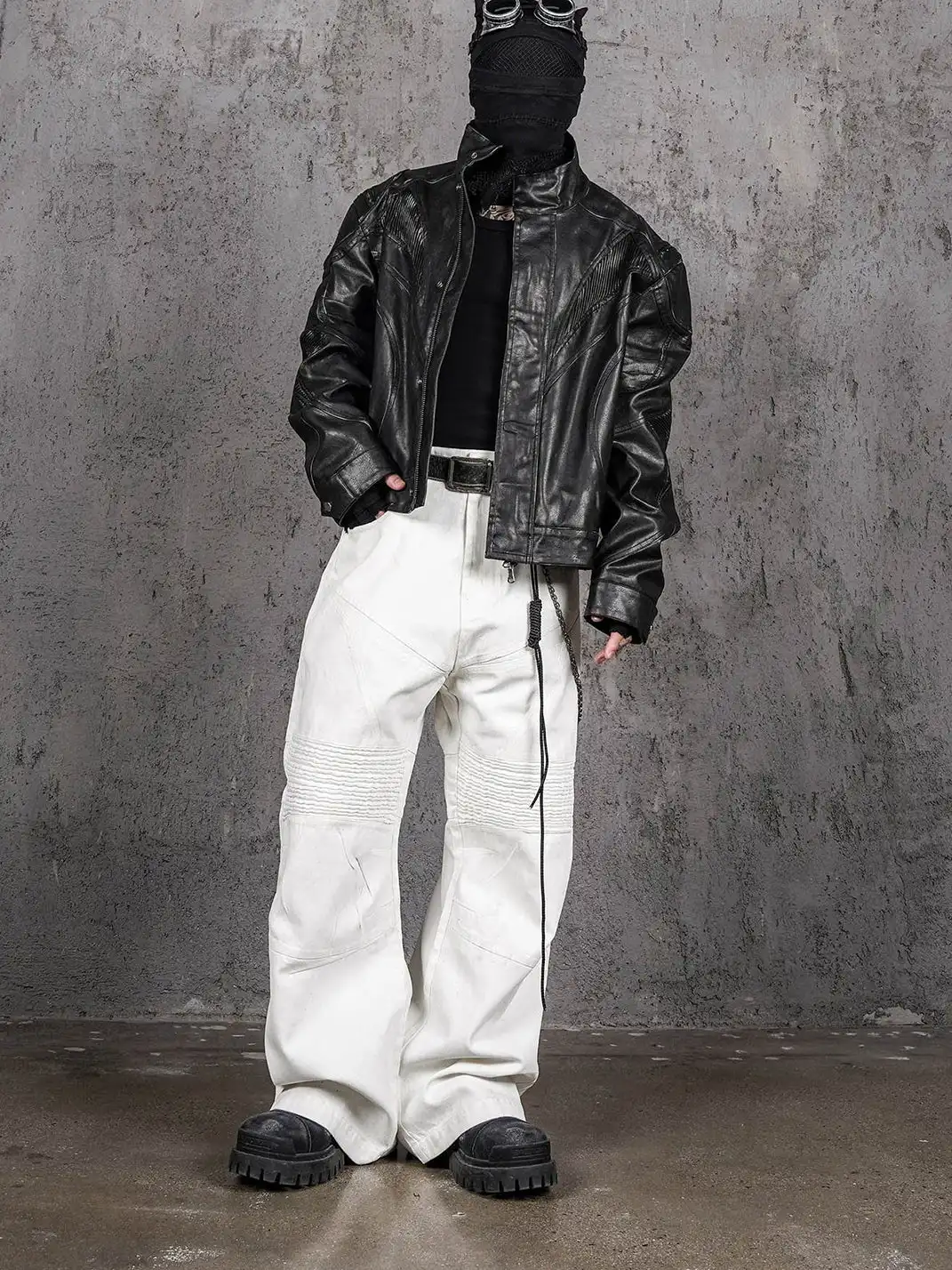 UNDERWATER | Infernal Gaze Crinkled Waxed Wide-Leg Pants White