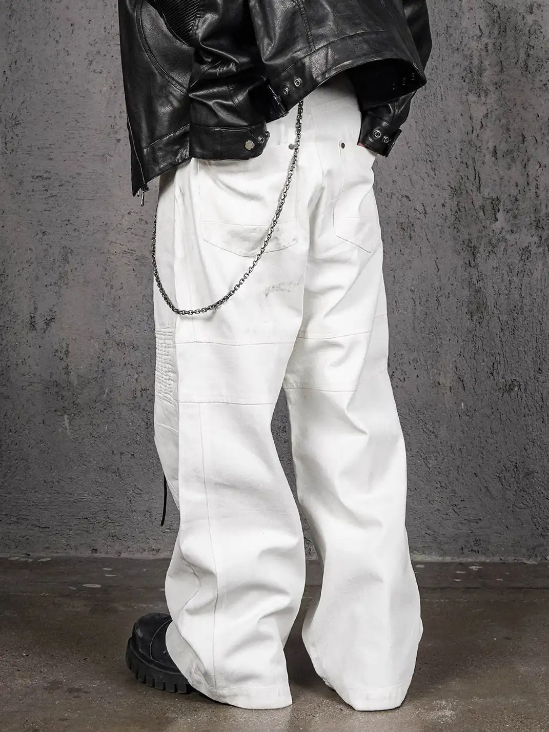 UNDERWATER | Infernal Gaze Crinkled Waxed Wide-Leg Pants White