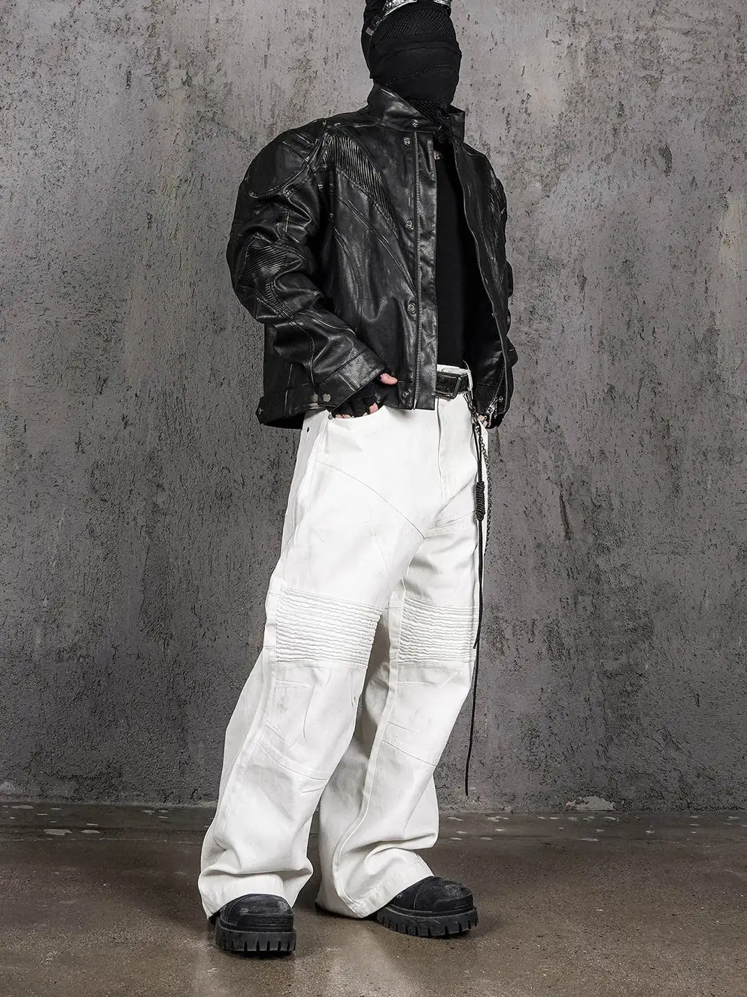 UNDERWATER | Infernal Gaze Crinkled Waxed Wide-Leg Pants White