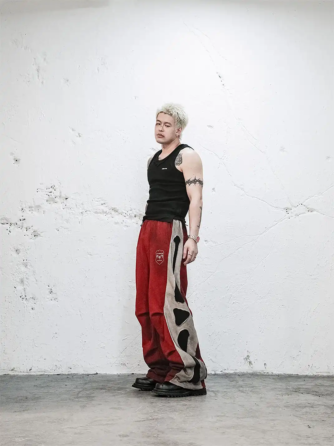 UNDERWATER | Skeleton Distressed Contrast Panel Sweatpants