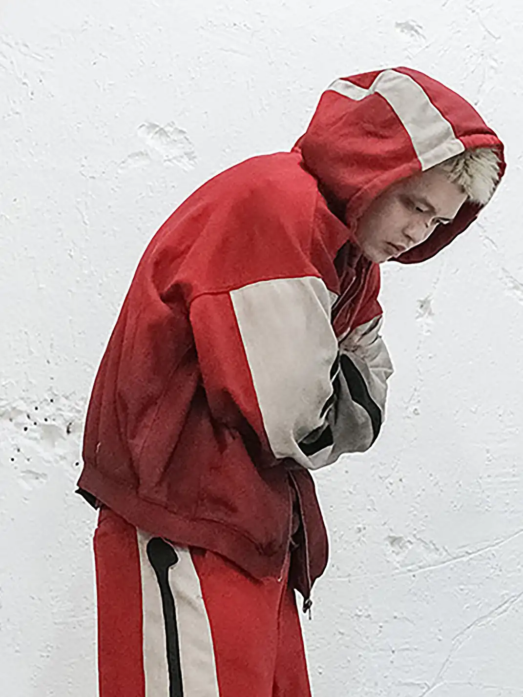 UNDERWATER | Skeleton Distressed Contrast Panel Hooded Jacket