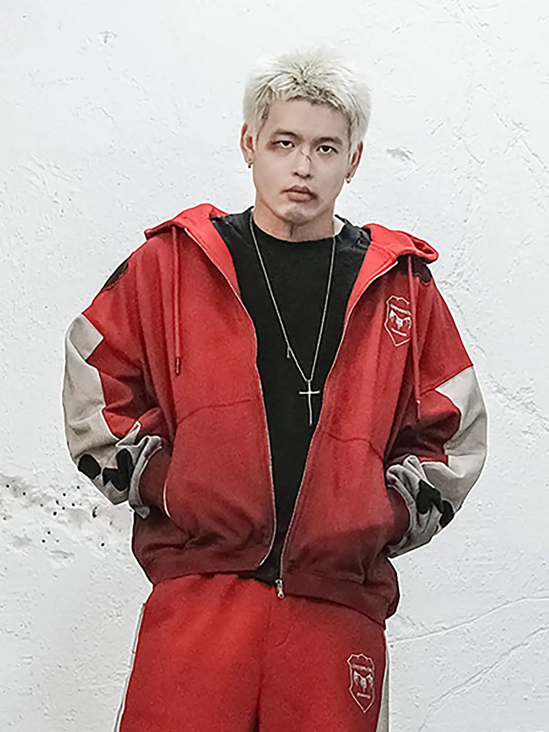 UNDERWATER | Skeleton Distressed Contrast Panel Hooded Jacket