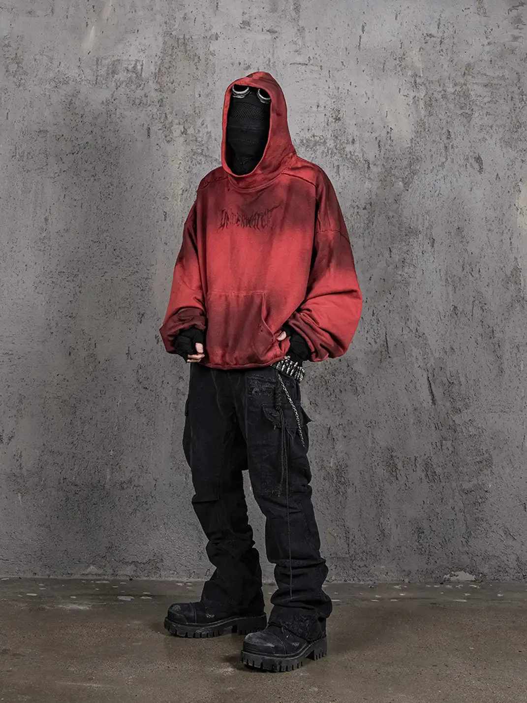 UNDERWATER | Ashen Ember Distressed Elevated Hoodie Red
