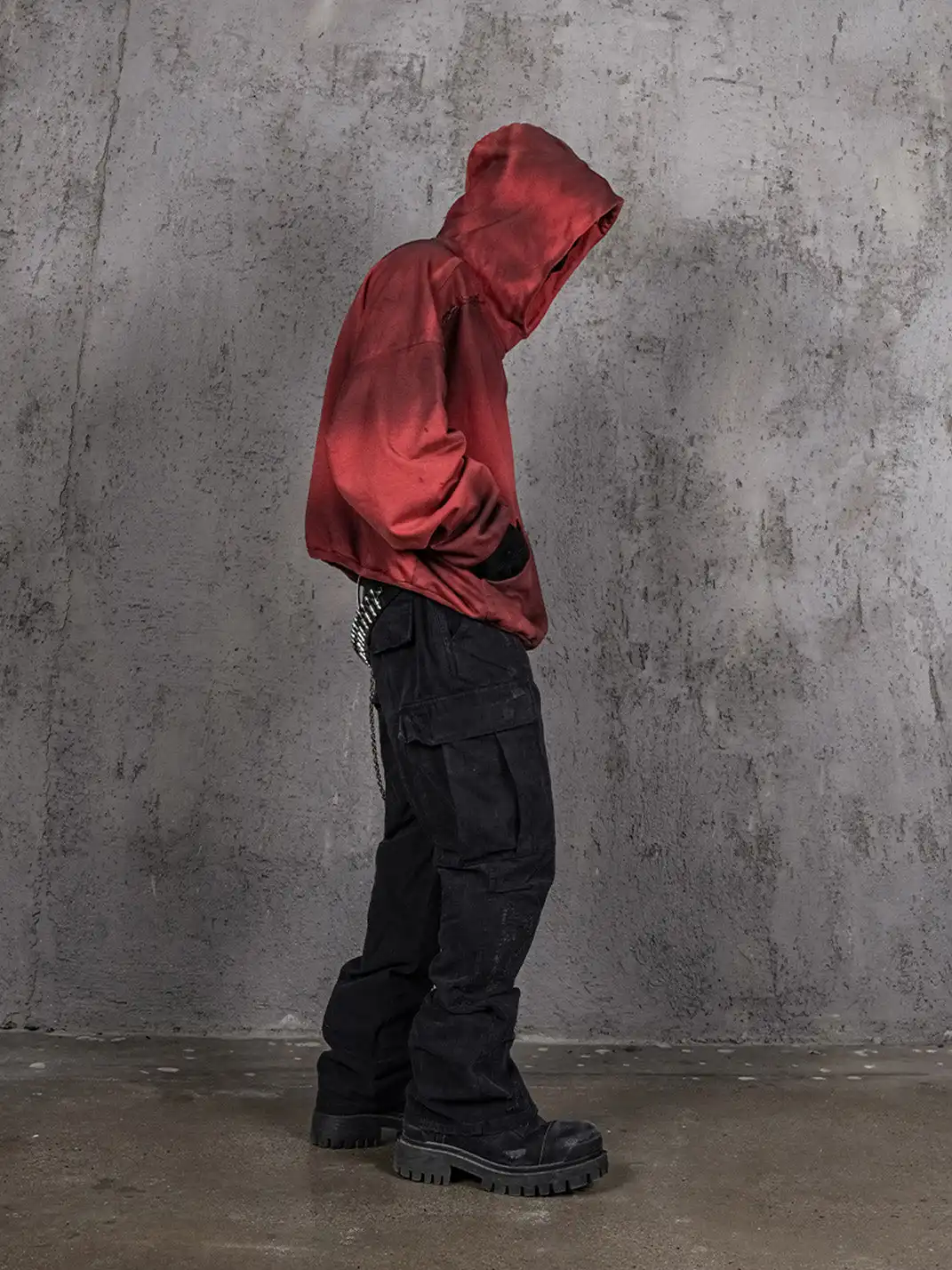 UNDERWATER | Ashen Ember Distressed Elevated Hoodie Red