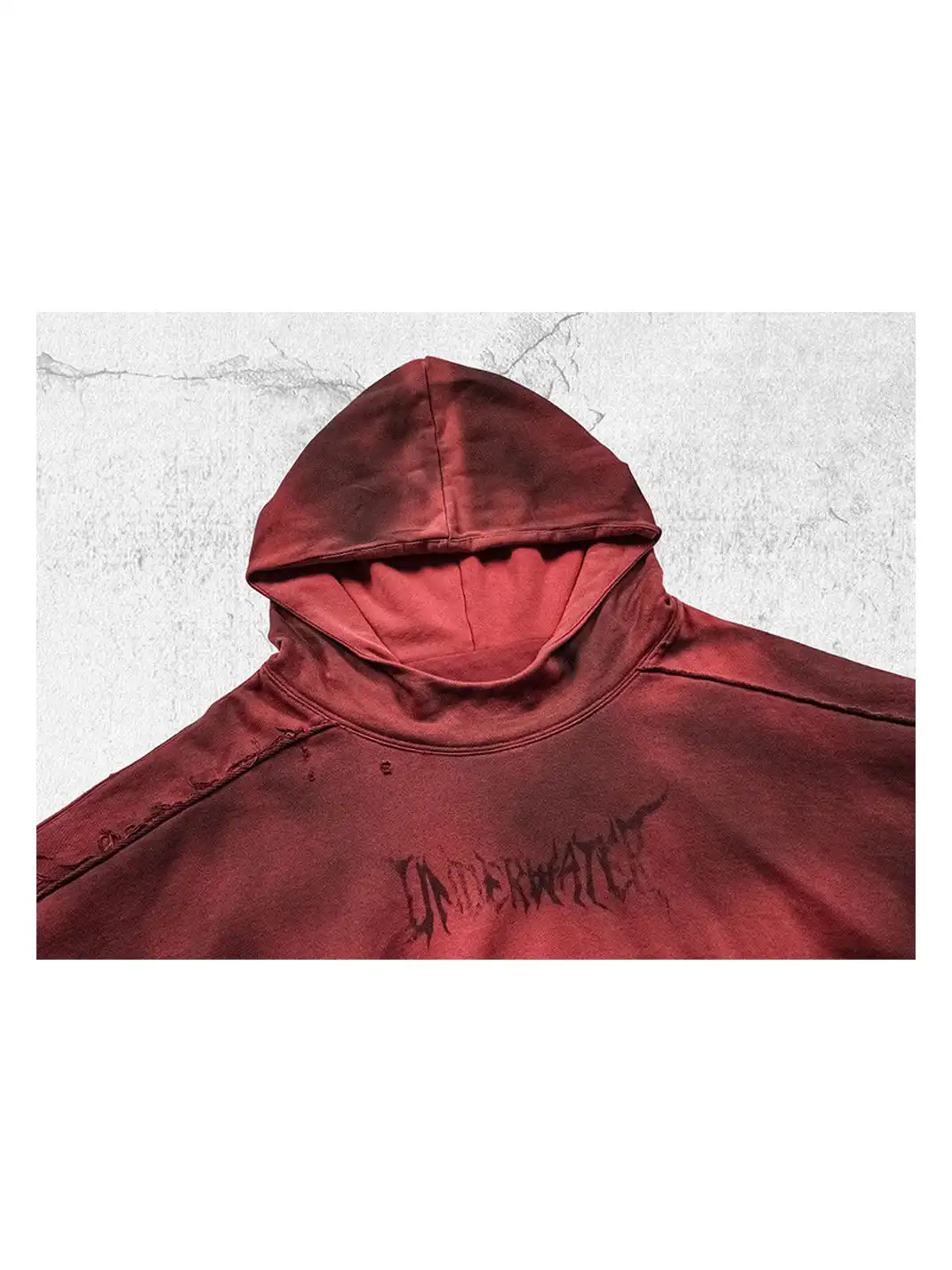 UNDERWATER | Ashen Ember Distressed Elevated Hoodie Red