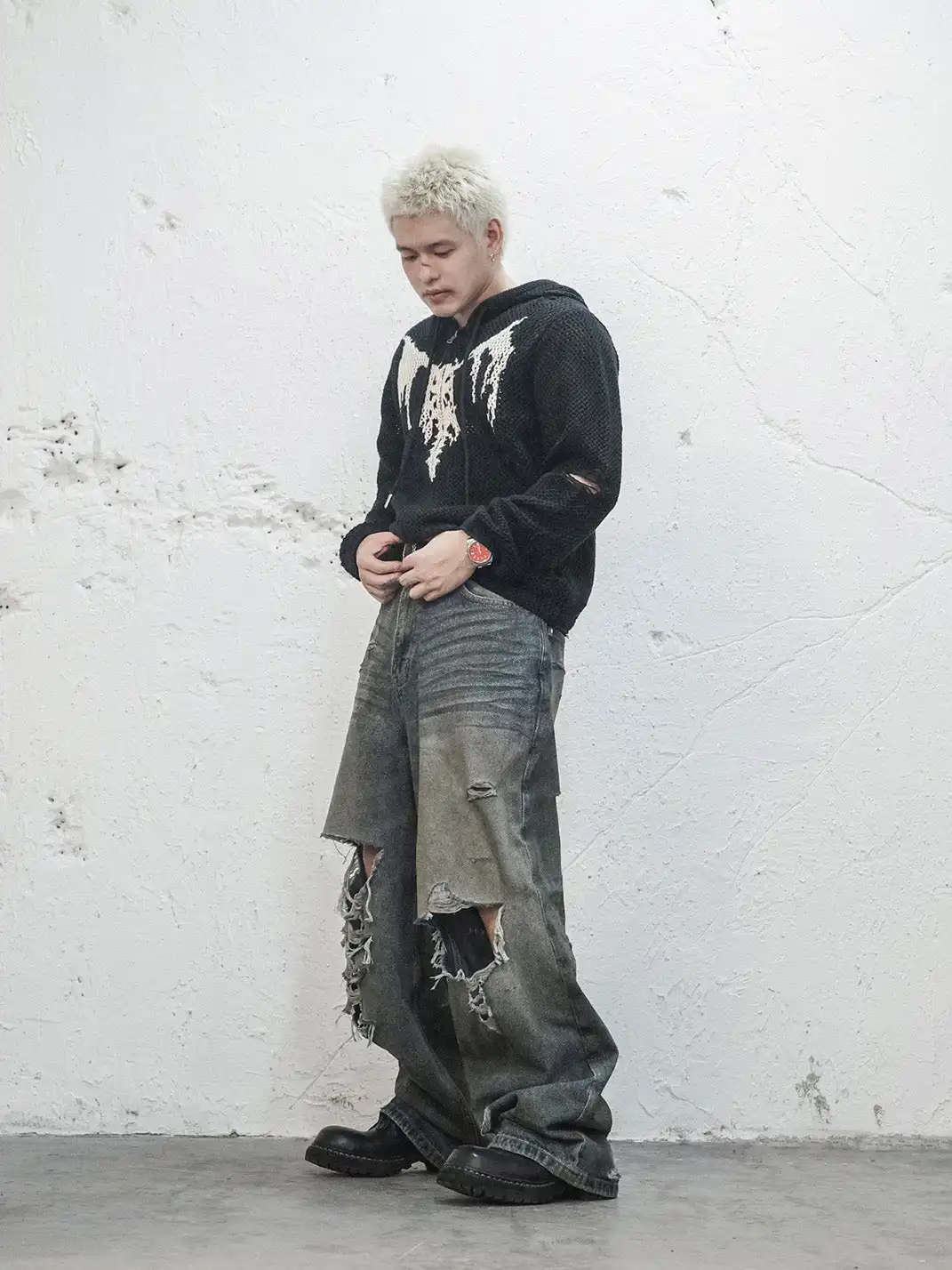 UNDERWATER | Hellbound Wing Hooded Zip-Up Cardigan
