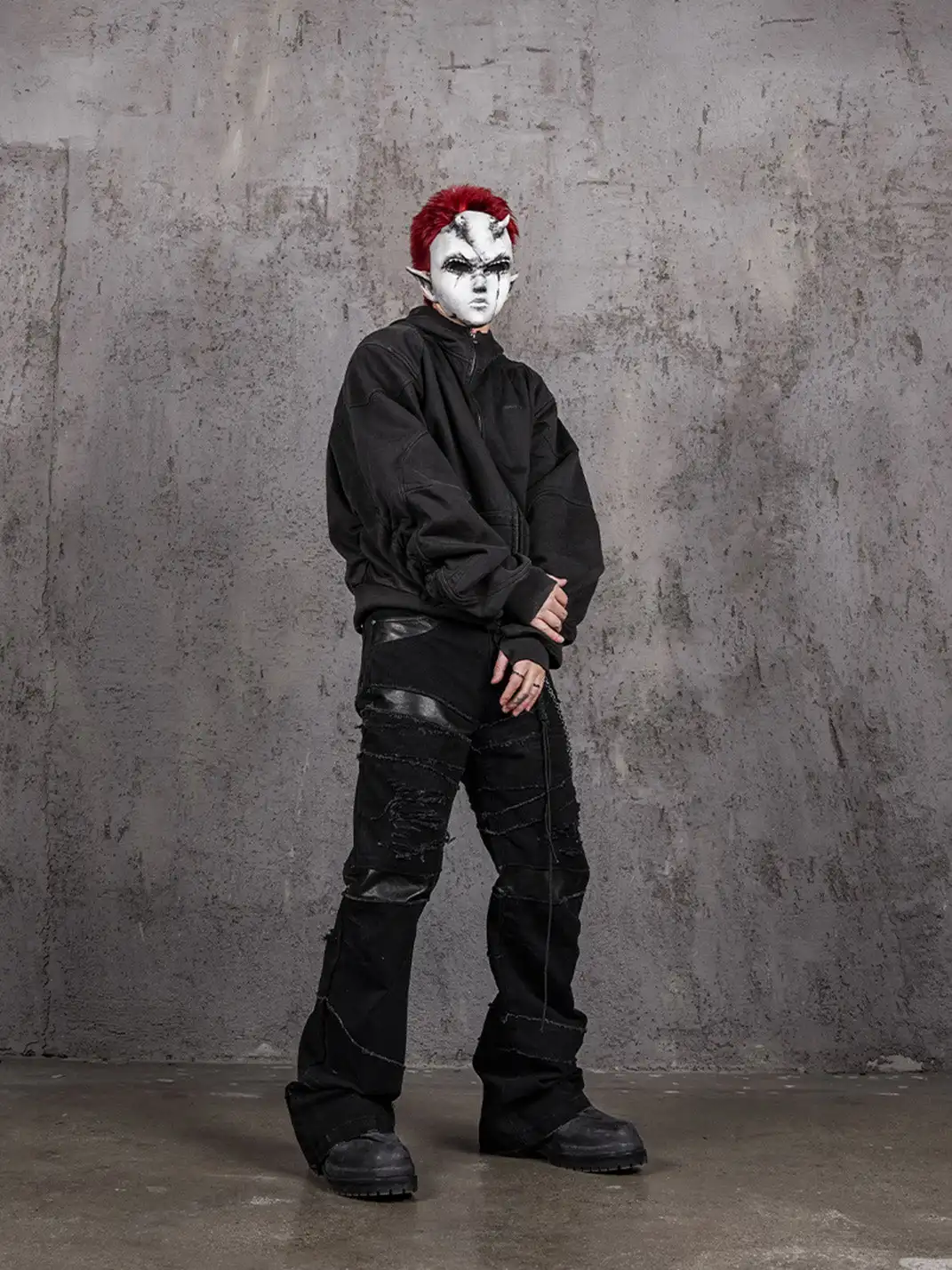 UNDERWATER | Distressed Spliced Fallen Armor Zip-Up Hoodie