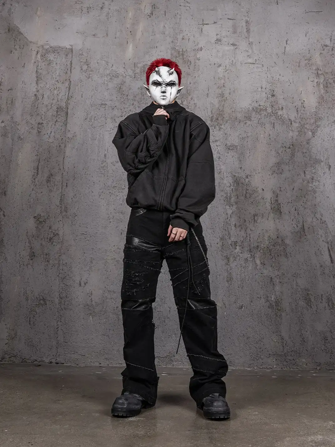 UNDERWATER | Distressed Spliced Fallen Armor Zip-Up Hoodie