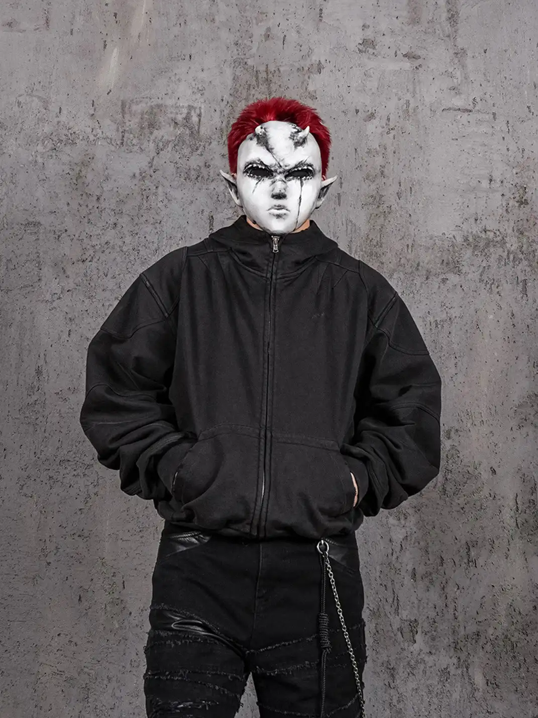 UNDERWATER | Distressed Spliced Fallen Armor Zip-Up Hoodie