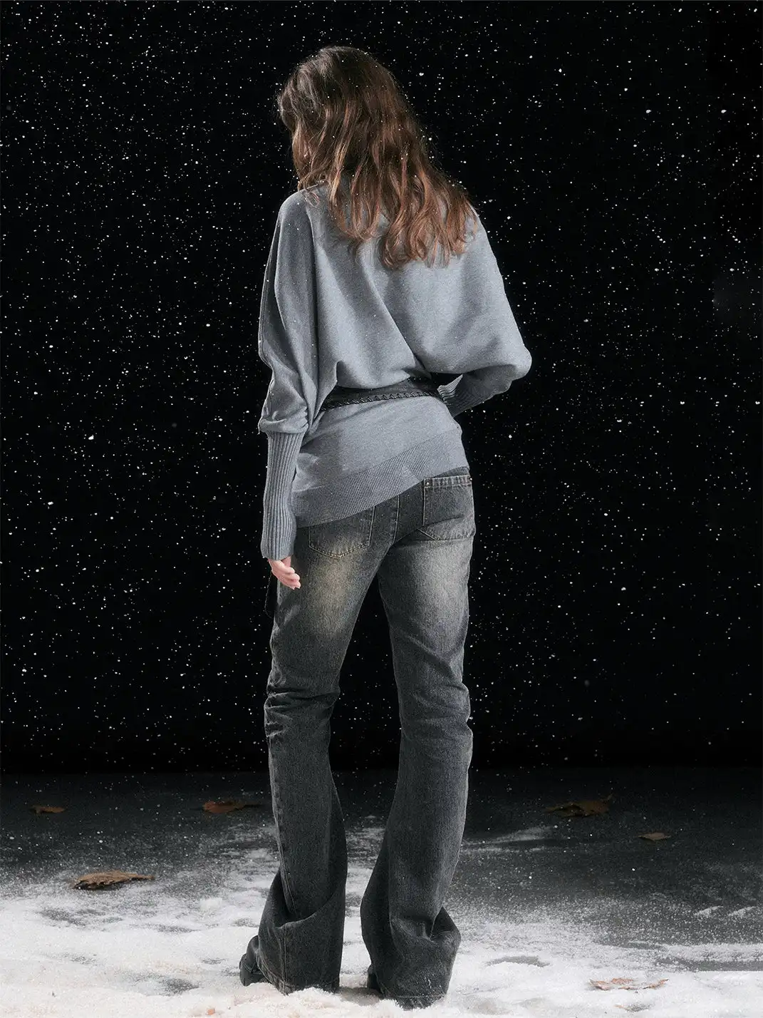 CestNous | Lace-Up Waist Pleated Denim Pants