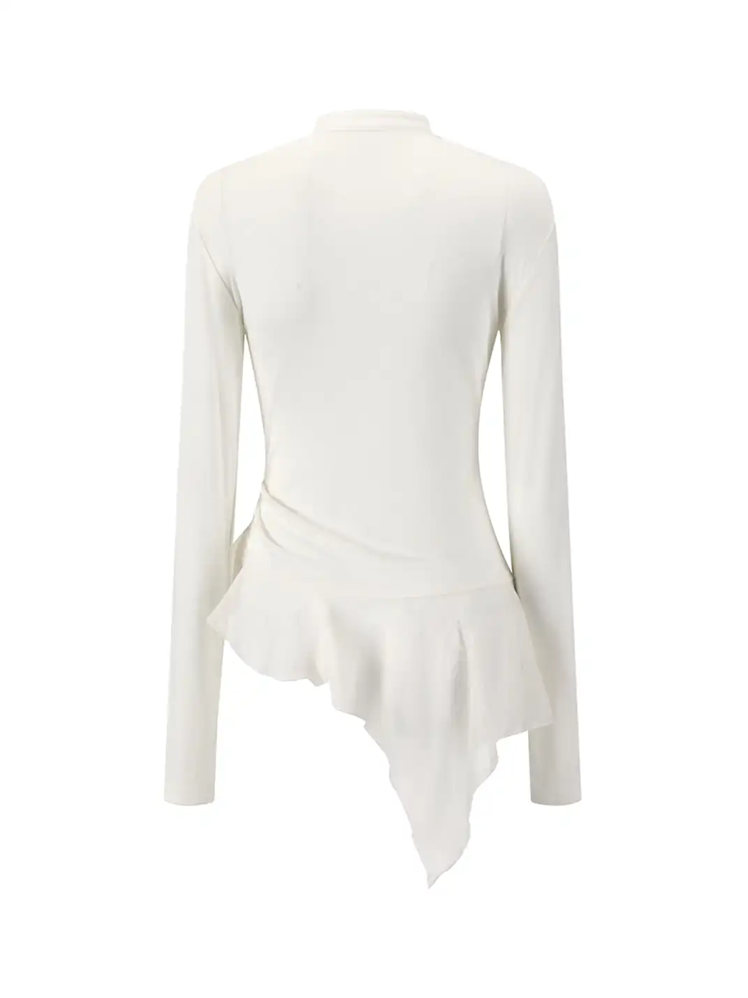 CestNous | Asymmetrical Ruffle Detail Long Sleeve Top