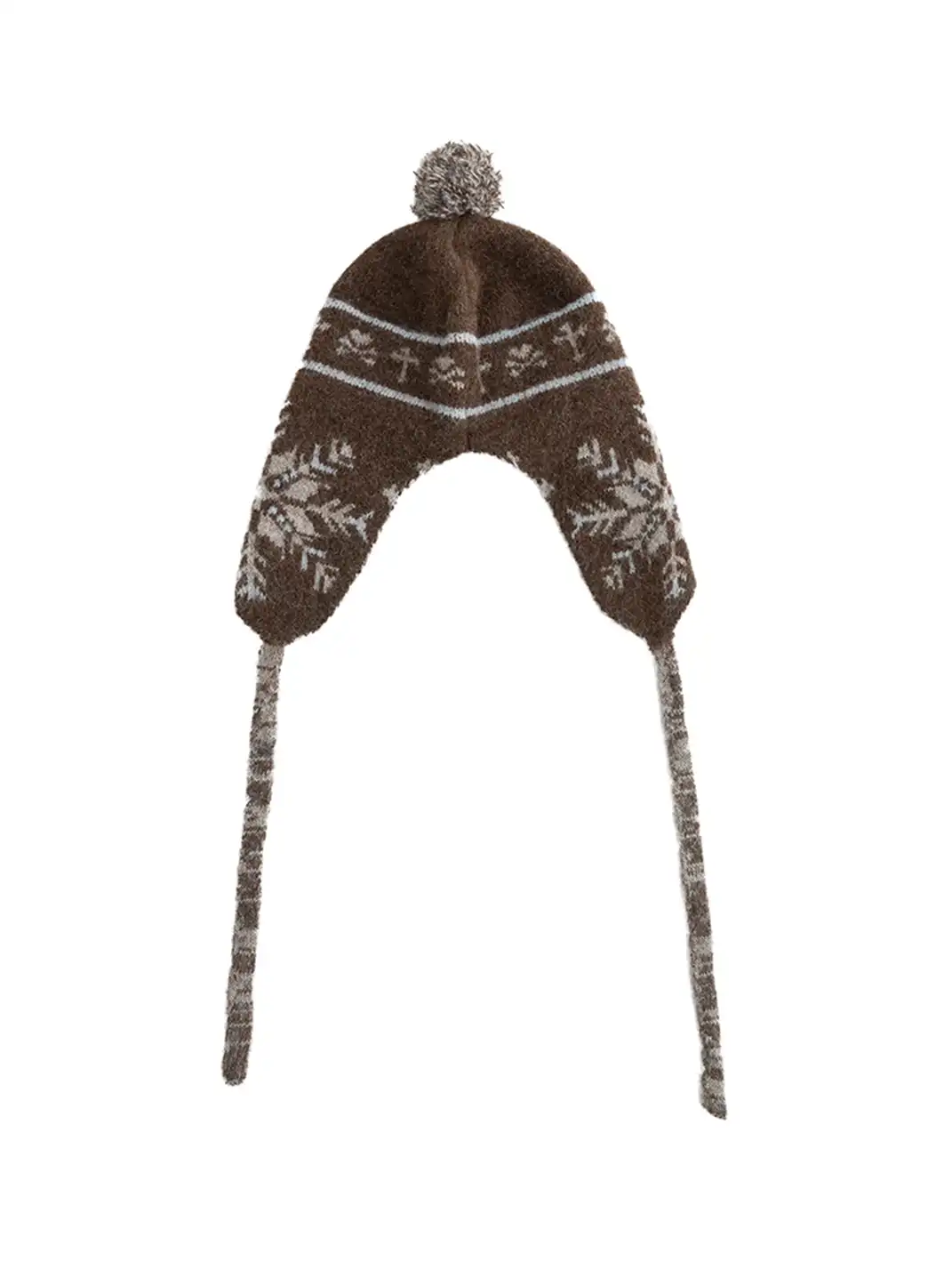 CestNous | Pom-Pom Tassel Striped Snowflake Knit Hat