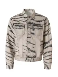 Nastyhub | Tiger Print Flag Graphic Denim Jacket